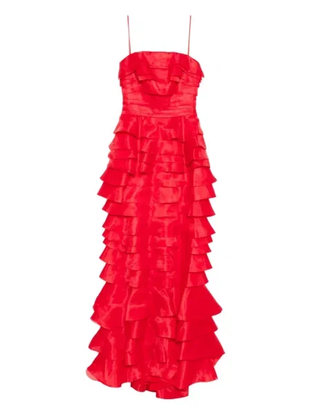 Sukienka Saiid Kobeisy z organzy garniturowa czerwona