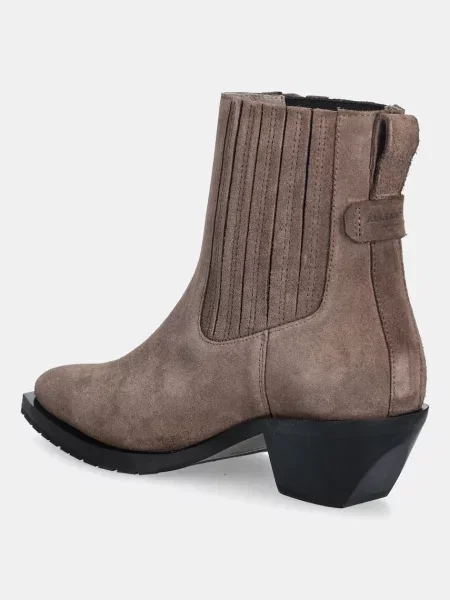 Semišové kotníkové boty AllSaints MARCIE SUEDE BOOT na hnědá