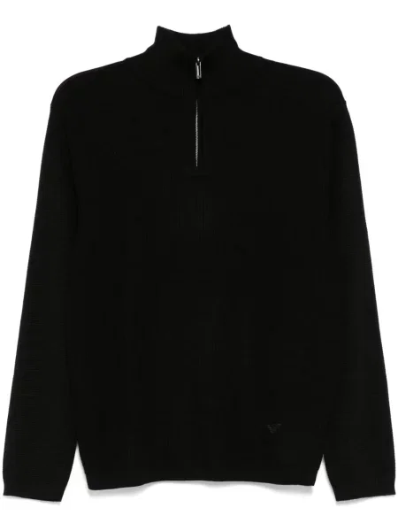 Pulover Emporio Armani de jumătate de fermoar negru