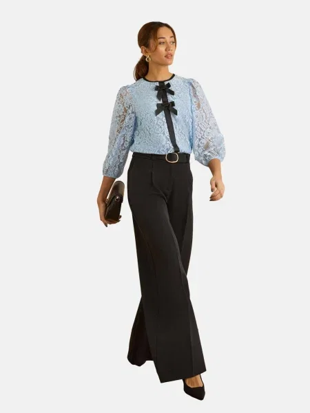 Love & roses Bluză albastru deschis negru