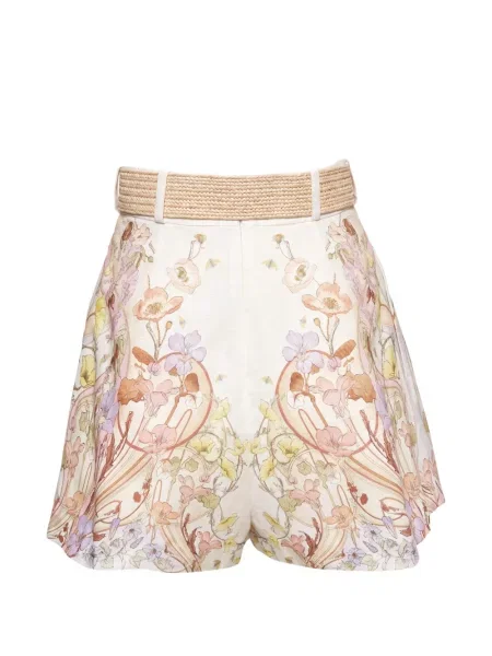 Pantaloni scurți Zimmermann cu model floral cu imagine alb