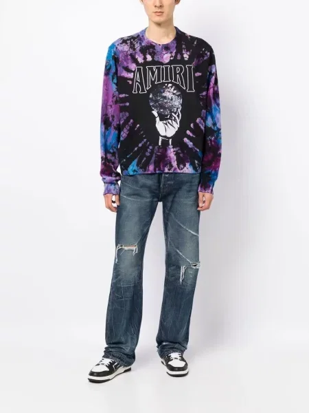 Raštuotas tie-dye kaklaraištis Amiri kaklaraiščiai juoda