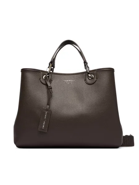 Geantă shopper Emporio Armani din piele maro