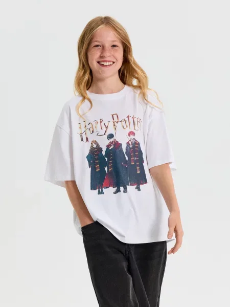 Sinsay oversize tričko s potiskem Harry Potter bílá