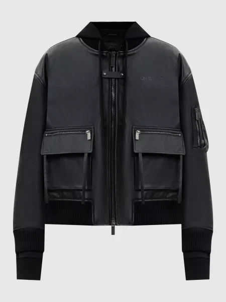 Кожаная куртка Off-white черная
