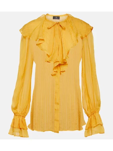 Bluză Etro de mătase cu volane galben