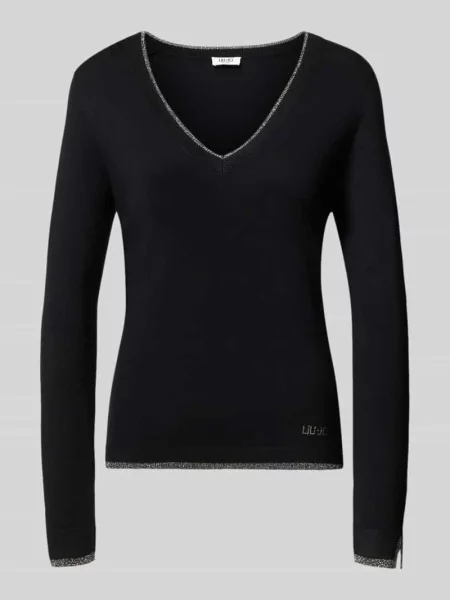 Bluzka z długim rękawem o kroju slim fit z czystej model Maglia Chiusa' Liu Jo White czarna