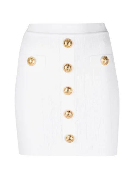 Fusta mini Balmain tricotate alb