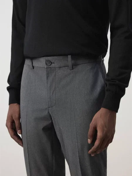 Spodnie Bologna cropped slim fit średni Mężczyzna 46 MANGO MAN szary