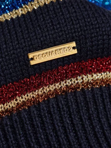 Pantaloni scurți Dsquared2 cu dungi tricotate negru