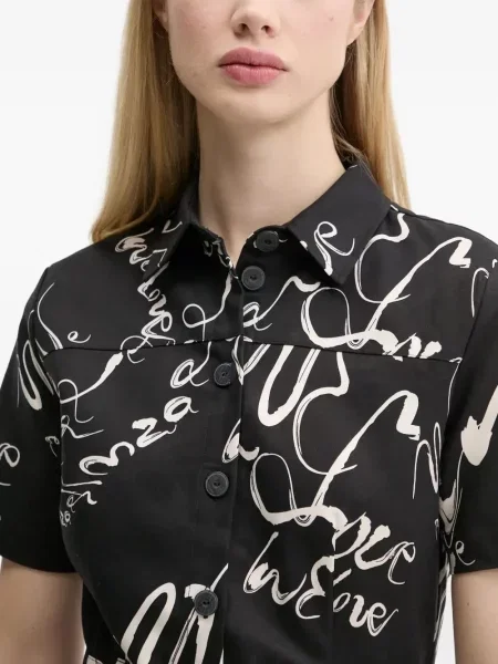 Rochie tip cămașă Desigual cu imagine de costum negru