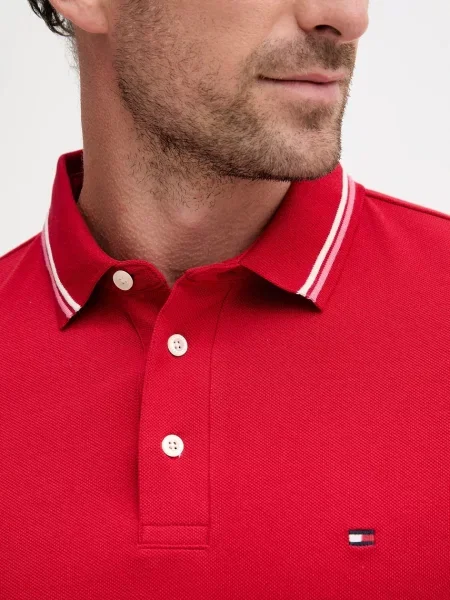 Tommy Hilfiger polo gładki czerwony
