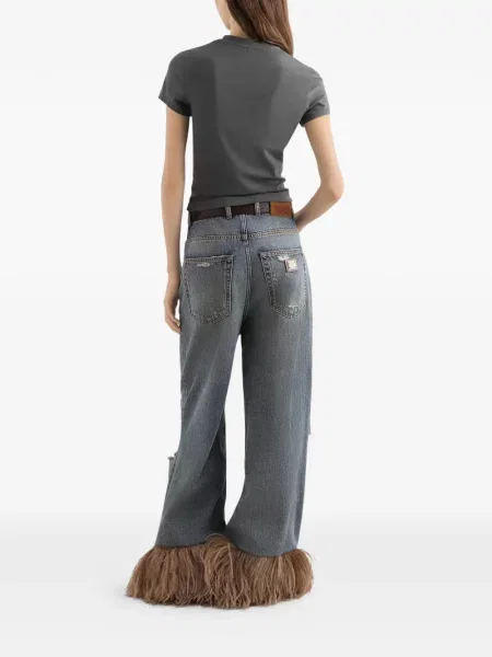 Jeansy Dolce And Gabbana w piórka niebieskie