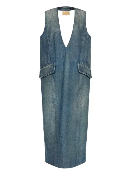 Sukienka midi Mm6 Maison Margiela do kolan garniturowa niebieska