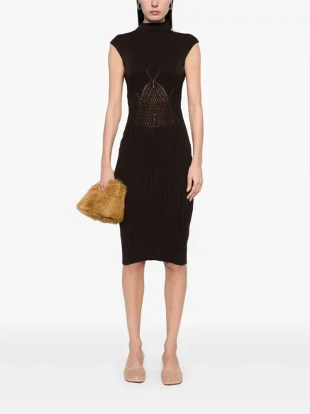 Rochie midi Isa Boulder până la genunchi de costum maro