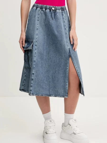Moschino Jeans spódnica jeansowa midi rozkloszowana niebieski