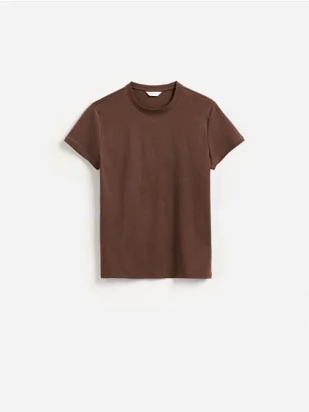 Reserved Tricou slim fit din cacao-cu-lapte