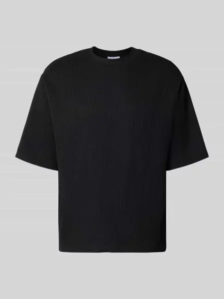 T-shirt o kroju regular fit w plisowanym wyglądzie Review czarna
