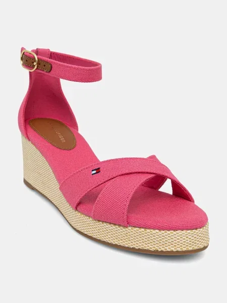 Сандали Tommy Hilfiger FLAG CRISS-CROS MID WEDGE ESPAD розово