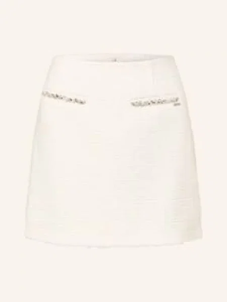 Guess Spódnica Z Tweedu Clotilde Z Kamieniami Ozdobnymi I Błyszczącą Nicią weiss