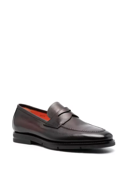 Pantofi loafer Santoni din piele roșu