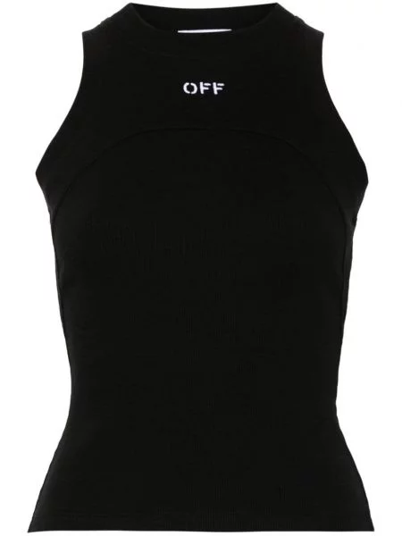 Haftowana podkoszulka Off-white prążkowana biała