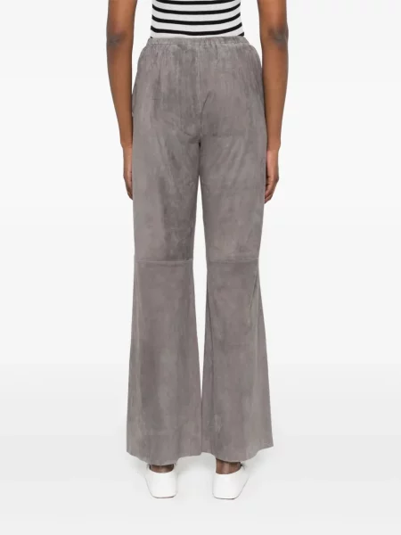 Pantaloni Forte_forte din piele de căprioară gri