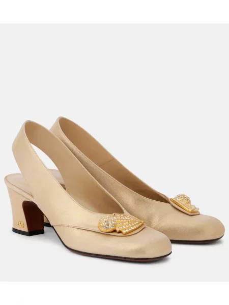 Pantofi cu toc Valentino Garavani slingback auriu