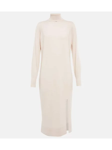 Rochie midi Jardin Des Orangers de lână până la genunchi de costum alb