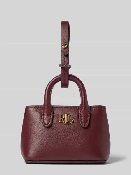 Zawieszka ze skóry z aplikacją z logo Lauren Ralph Lauren bordowa
