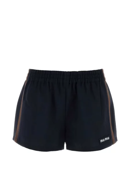 Pantaloni scurți Miu Miu cu dungi cu autograf albastru