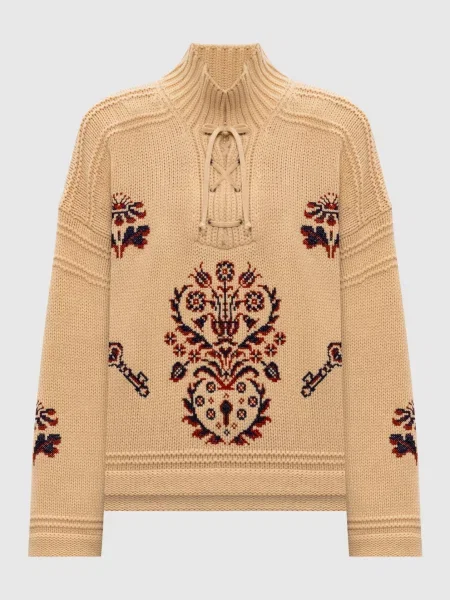 Светр з вовни та кашеміру з вишивкою Etro бежевий
