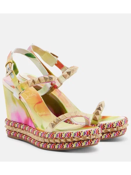 Espadrile Christian Louboutin cu model floral cu tepi