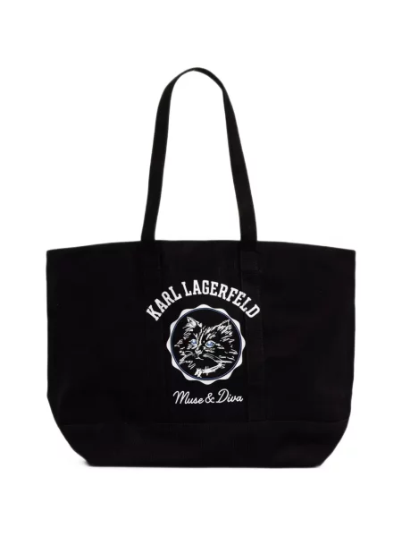 Geantă shopper Karl Lagerfeld cu imagine din canvas negru
