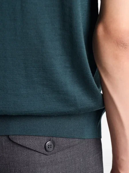 Polo Prada cu broderie de lână verde