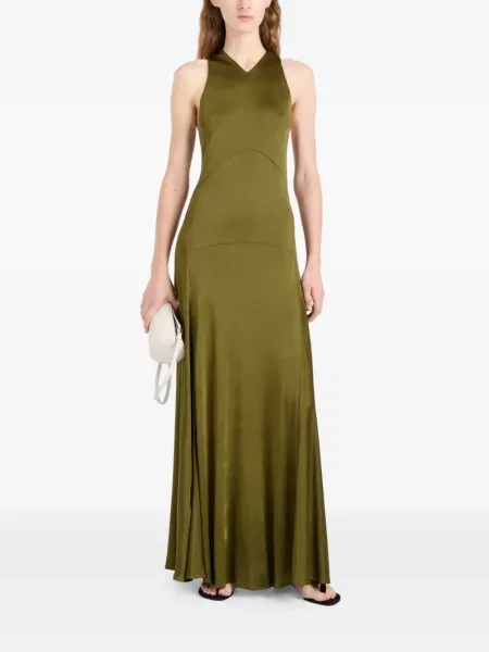 Rochie maxi Proenza Schouler cu decolteu în V verde