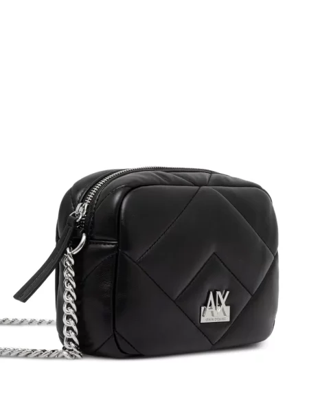 Prošívaný kabelka Armani Exchange s autogramem černá