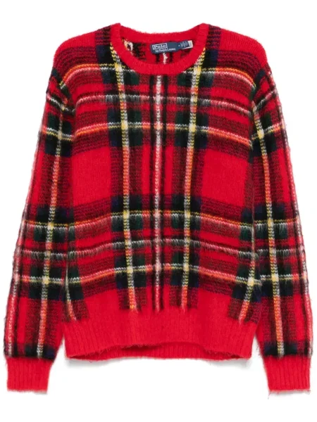 Вълнена карирана шапка Polo Ralph Lauren закърпени черно