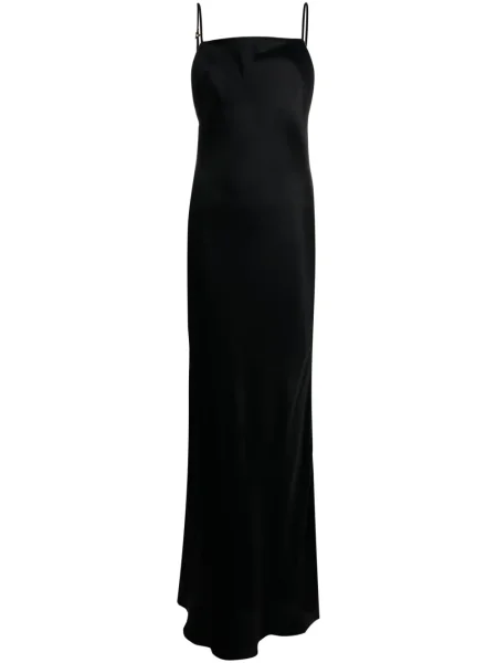 Rochie maxi Aeron din satin de costum negru