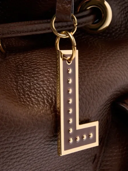 Кожена чанта тип bucket Lancel кафяво
