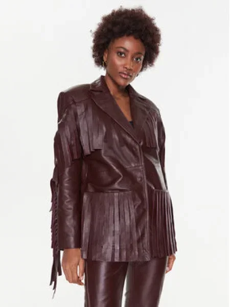 Remain Geacă de piele Leather Fringed Vișiniu