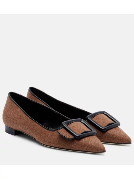 Balerinke Manolo Blahnik rjava