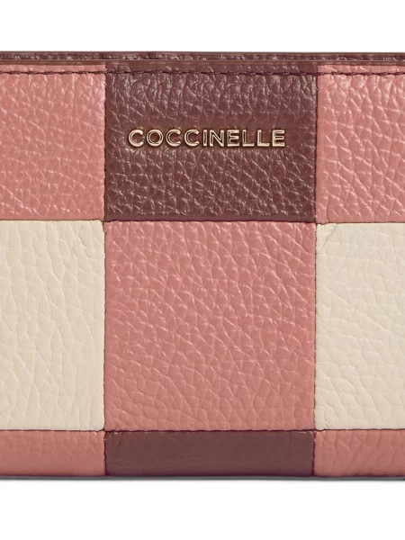 Кожено карирано портмоне Coccinelle розово