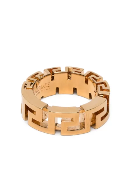 Inel Versace cu imprimeu geometric auriu