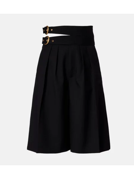 Pantaloni scurți Chloé de lână negru