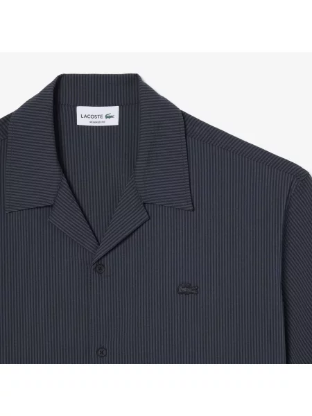 Lacoste Koszula Seersucker O Luźnym Kroju czarny