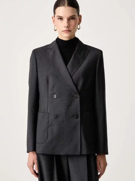Weekend Max Mara sacou cu două rânduri de pentru femei din lână WKDORNATI gri