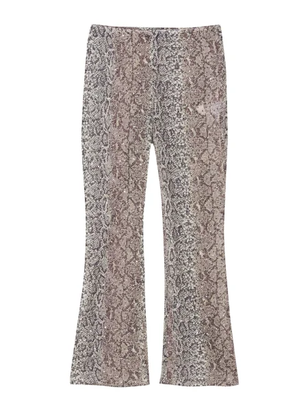 Pull&Bear Hlače bež / tamo siva bijela