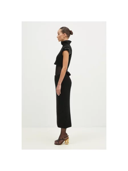 Sportmax sukienka wełniana midi prosta czarny