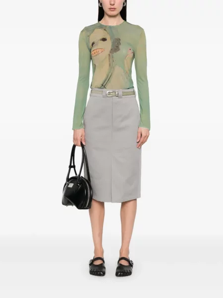 Fustă midi Maison Margiela până la genunchi gri